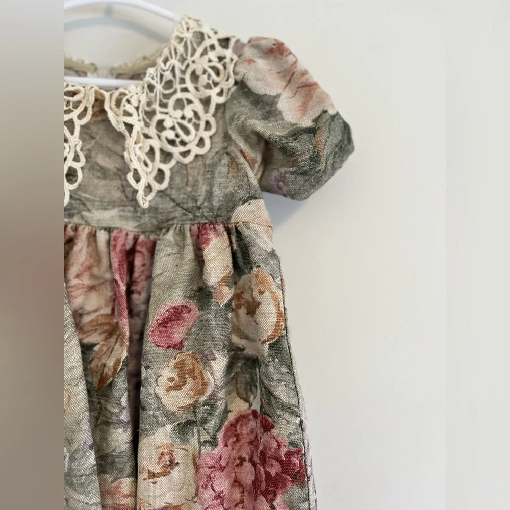 Vintage Good Lad linen blend floral dress with lace collar 🖤 - Picture 2 of 10